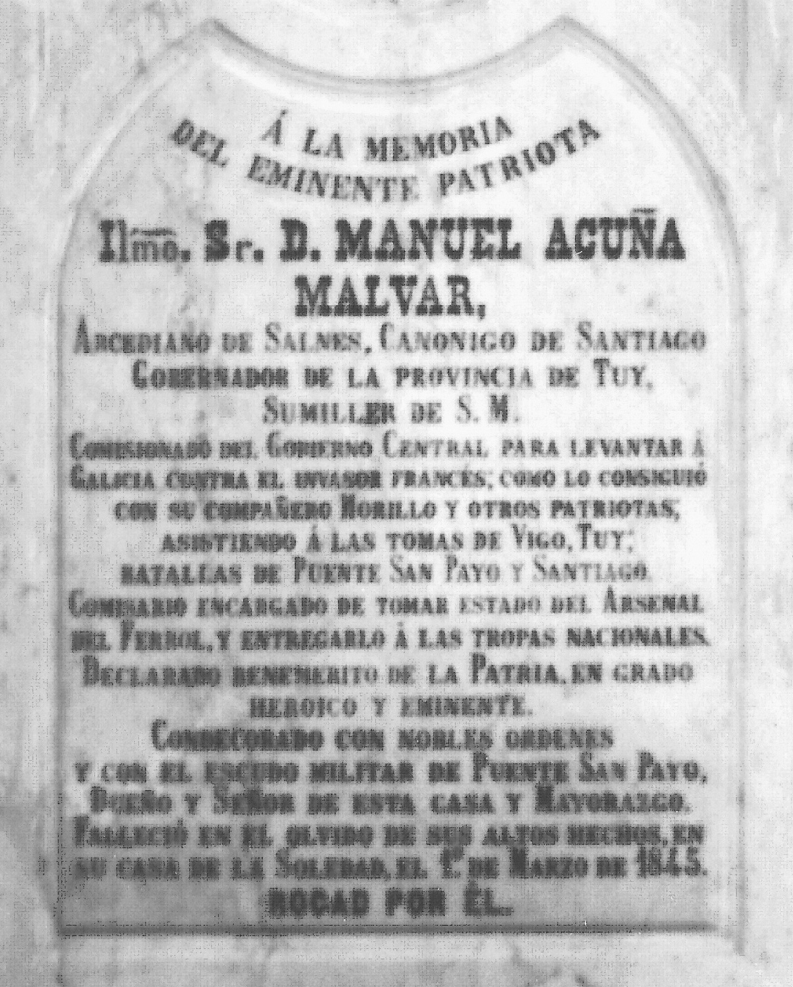 Placa conmemorativa no Pazo da Parda